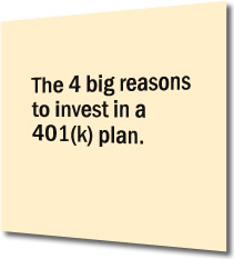 The 3 big reasons to invest in a 401(k) plan.