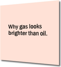 Why gas looks brighter than oil.